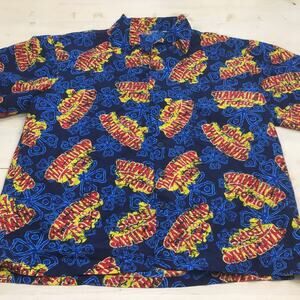 Hawaiian Tropics Logo novelty Hawaiian short sleeve button down shirt